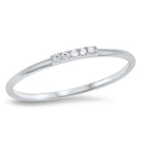 Sterling Silver CZ ring with Four CZ CenterAnd Face Height of 2 mm