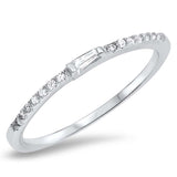 Sterling Silver Clear CZ Ring And Face Height of 2 mm