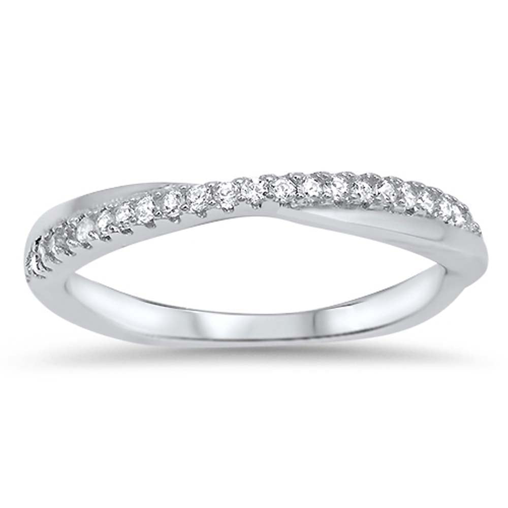 Sterling silver Double Band CZ RingAnd Face Height of 2 MM