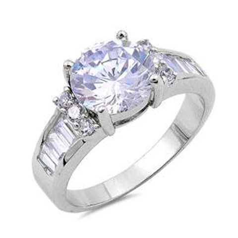 Sterling Silver Round Shaped Clear CZ RingsAnd Face Height 8mm