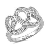 Sterling Silver Loops Shaped Clear CZ RingsAnd Face Height 13mm