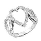 Sterling Silver Hearts Shaped Clear CZ RingsAnd Face Height 17mm