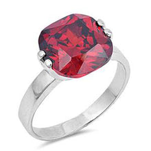 Load image into Gallery viewer, Sterling Silver Square Shaped Garnet CZ RingsAnd Face Height 12mm