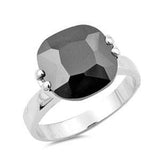 Sterling Silver Square Shaped Black CZ RingsAnd Face Height 12mm