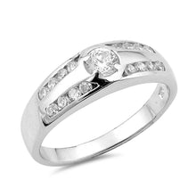 Load image into Gallery viewer, Sterling Silver Round Shaped Clear CZ RingAnd Face Height 6mm