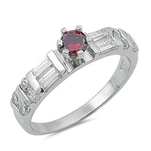 Load image into Gallery viewer, Sterling Silver Garnet Round Shaped Clear CZ RingAnd Face Height 5mm