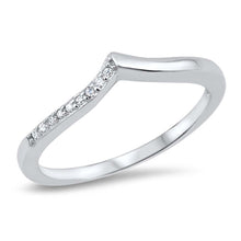 Load image into Gallery viewer, Sterling Silver Wave Shaped Clear CZ RingAnd Face Height 4mm