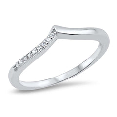 Sterling Silver Wave Shaped Clear CZ RingAnd Face Height 4mm
