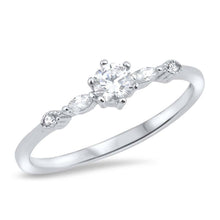 Load image into Gallery viewer, Sterling Silver Round Shaped Clear CZ Ring And Face Height 5mm