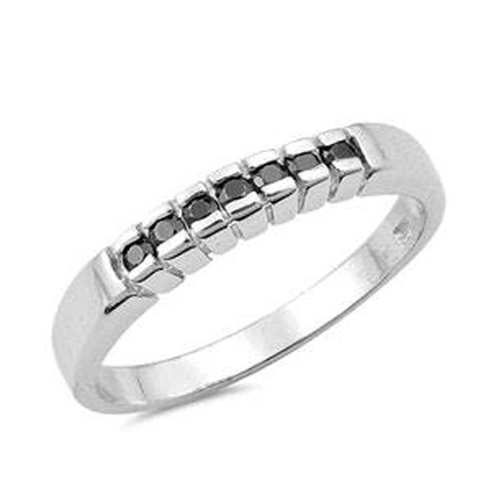 Sterling Silver Eternity Band Shaped Black CZ RingsAnd Face Height 3mm