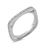 Sterling Silver Open Square Shaped Clear CZ RingsAnd Face Height 1mm