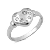 Sterling Silver Heart Shaped Clear CZ RingsAnd Face Height 9mm