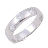 Sterling Silver Wedding Band Shaped Clear CZ RingAnd Face Height 5mm