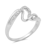 Sterling Silver Infinity Wave Shaped Clear CZ RingAnd Face Height 11mm