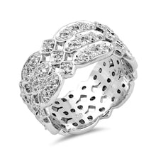 Load image into Gallery viewer, Sterling Silver Round And Diamond Cut Shaped Clear CZ RingAnd Face Height 11mm