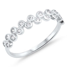 Load image into Gallery viewer, Sterling Silver Rounds Shaped Clear CZ RingAnd Face Height 3mm