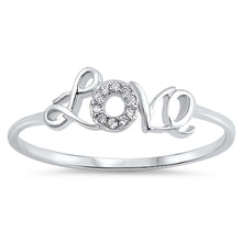 Load image into Gallery viewer, Sterling Silver Love Shaped Clear CZ RingAnd Face Height 5mm