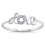 Sterling Silver Love Shaped Clear CZ RingAnd Face Height 5mm