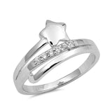 Sterling Silver Star Shaped Clear CZ RingsAnd Face Height 10mm