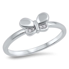 Load image into Gallery viewer, Sterling Silver Butterfly Trendy Ring with Clear CZ AccentsAnd Face Height of 6MM