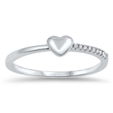 Sterling Silver Heart Rng with Clear Cz  stones on one side of the BandAnd Face Height of 4 MM