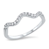 Sterling Silver Trendy Ring with Pave Clear Cz StonesAnd Face Height of 4MM