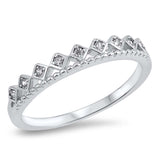 Sterling Silver Crown Ring with Clear CZ StonesAnd Face Height of 4MM