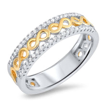 Load image into Gallery viewer, Sterling Silver Ring with Gold Infinity Design CenterAnd Face Height of 6MM