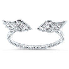 Load image into Gallery viewer, Sterling Silver Angel Wings Shaped Clear CZ RingAnd Face Height 5mm