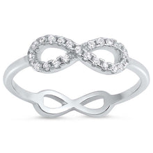 Load image into Gallery viewer, Sterling Silver Double Infinity Shaped Clear CZ RingAnd Face Height 6mm