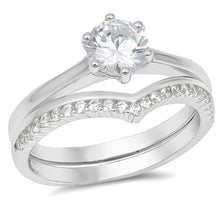 Load image into Gallery viewer, Sterling Silver Round And Wave Shaped Clear CZ RingAnd Face Height 9mm