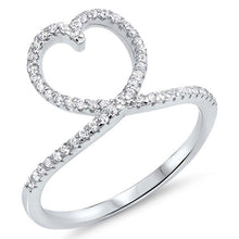 Load image into Gallery viewer, Sterling Silver Heart Shaped Clear CZ RingAnd Face Height 12mm