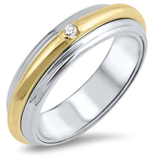 Load image into Gallery viewer, Sterling Silver Ring with Gold Plated Spinner with   Clear CZ CenterAnd Face Height of 6MM