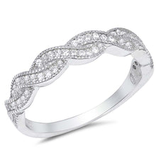 Load image into Gallery viewer, Sterling Silver Rhodium Plated Infinity Shaped Clear CZ RingAnd Face Height 4mm