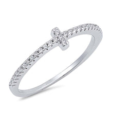 Load image into Gallery viewer, Sterling Silver Vertical Line Shaped Clear CZ RingAnd Face Height 4mm