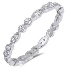 Load image into Gallery viewer, Sterling Silver Round And Oval Shaped Clear CZ RingAnd Face Height 2mm