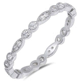 Sterling Silver Round And Oval Shaped Clear CZ RingAnd Face Height 2mm