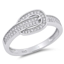 Load image into Gallery viewer, Sterling Silver Belt Shaped Clear CZ RingAnd Face Height 8mm