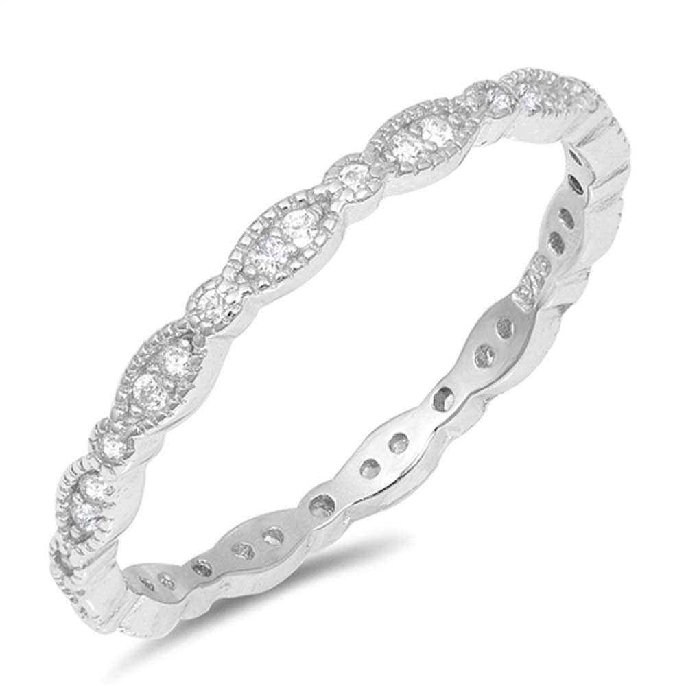 Sterling Silver Oval Shaped Clear CZ RingAnd Face Height 2mm