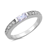 Sterling Silver Square Shaped Clear CZ RingsAnd Face Height 3mm