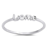 Sterling Silver Love Shaped Clear CZ RingAnd Face Height 3mm