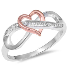 Load image into Gallery viewer, Sterling Silver Heart In Infinity Shaped Clear CZ RingAnd Face Height 8mm