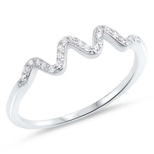 Load image into Gallery viewer, Sterling Silver Wavy Shaped Clear CZ RingAnd Face Height 5mm