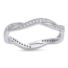 Load image into Gallery viewer, Sterling Silver Infinity Shaped Clear CZ RingAnd Face Height 4mm