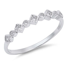 Load image into Gallery viewer, Sterling Silver Diamond Cut Shaped Clear CZ RingAnd Face Height 3mm