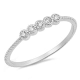 Sterling Silver Round Balls Shaped Clear CZ RingAnd Face Height 3mm