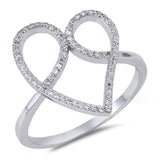 Sterling Silver Heart Shaped Clear CZ RingAnd Face Height 18mm