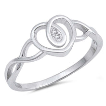 Load image into Gallery viewer, Sterling Silver Heart Shaped Clear CZ RingAnd Face Height 9mm