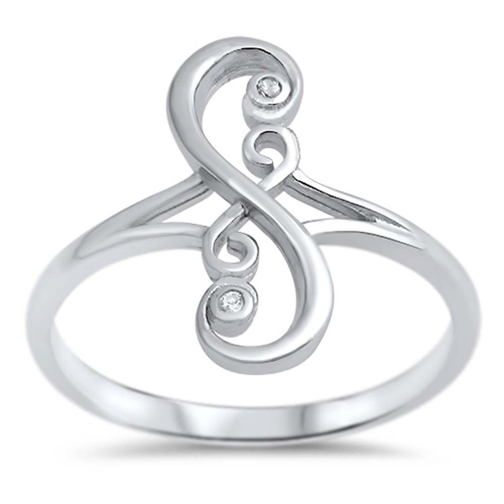 Sterling Silver Celtic Shaped Clear CZ Ring And Face Height 17mm