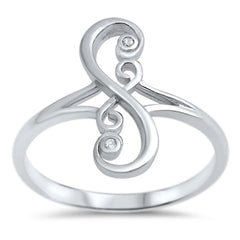 Sterling Silver Celtic Shaped Clear CZ Ring And Face Height 17mm